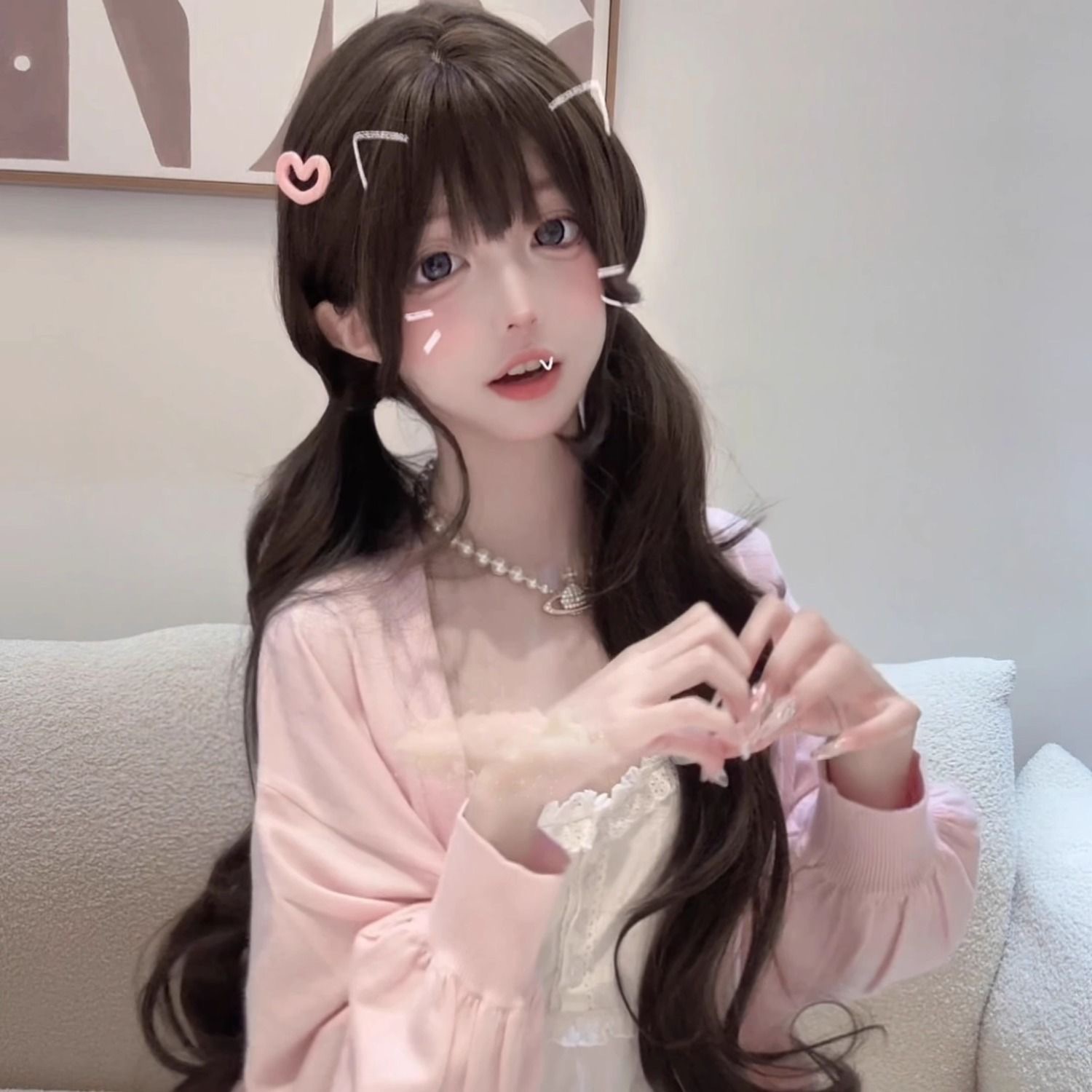 Anime Cosplay Girl Photo - 75cm 합성 긴 웨이브 로리타 코스프레