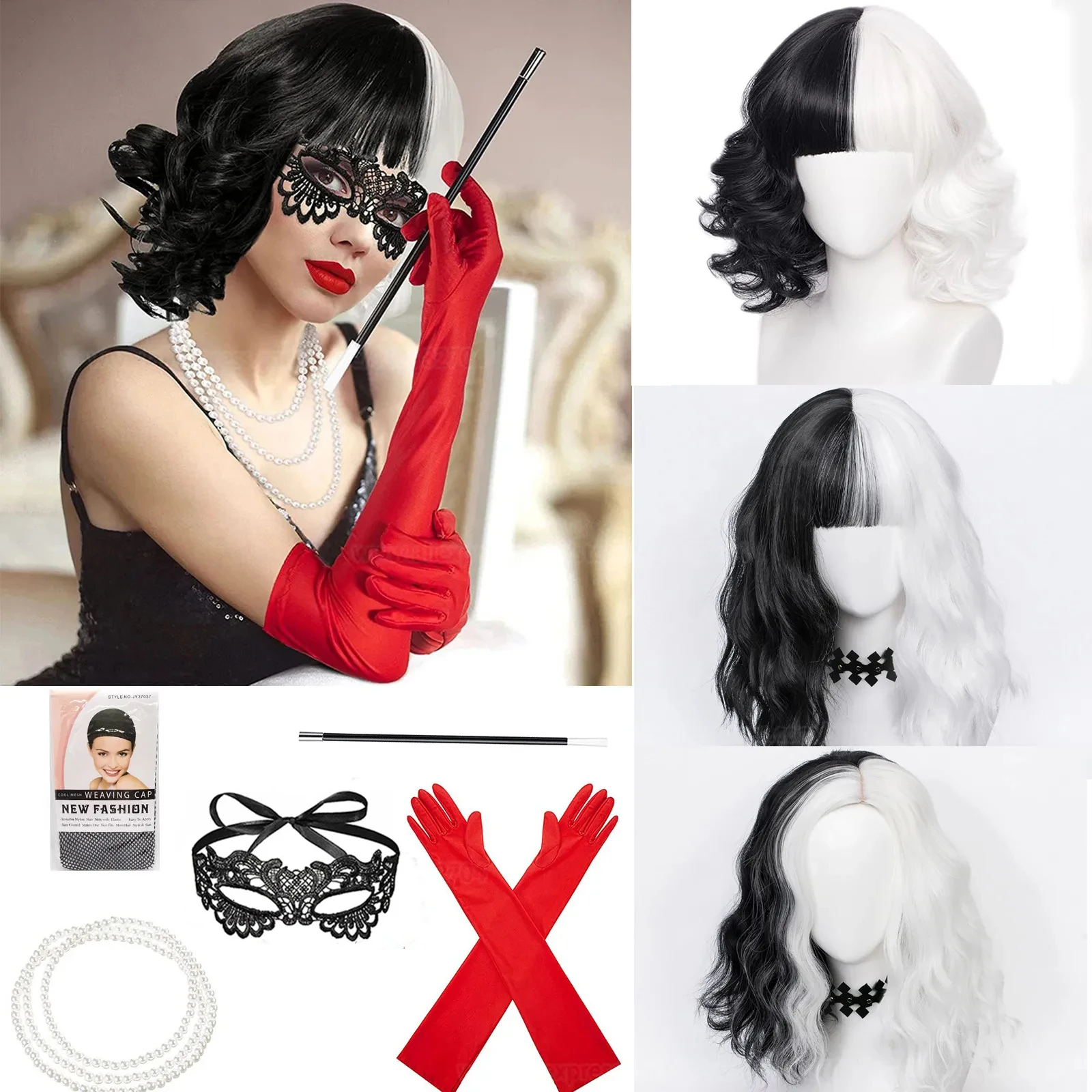 Cosplay Anime White Hair - 컨벤션 애니메이션 크루엘라 드 빌 코스프레