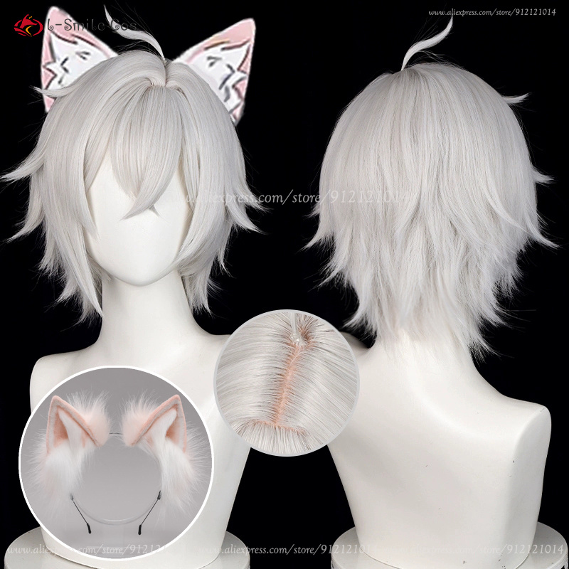 Cosplay Anime White Hair - ZZZ 세스 로웰 코스프레 가발 30cm