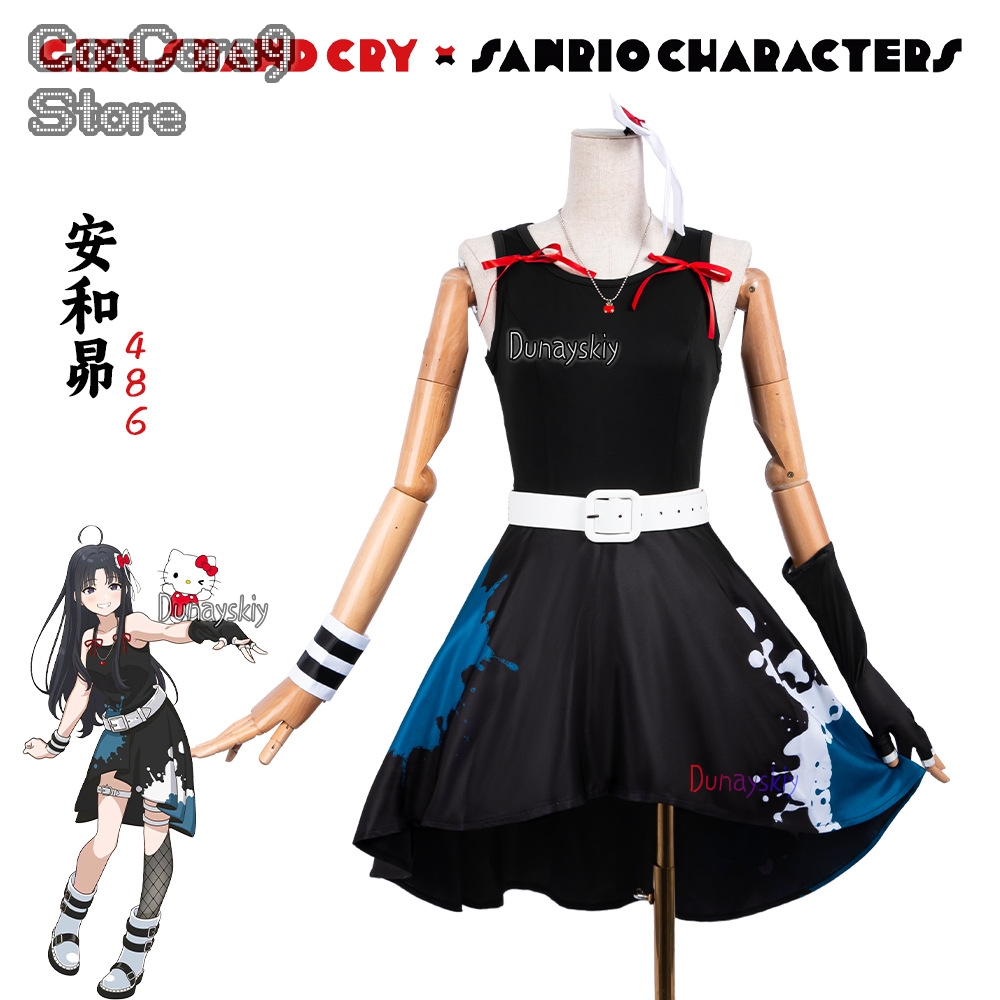 Anime Cosplay Girl With Black Hair - 스바루 아와 코스프레 블랙 프린세스 드레스