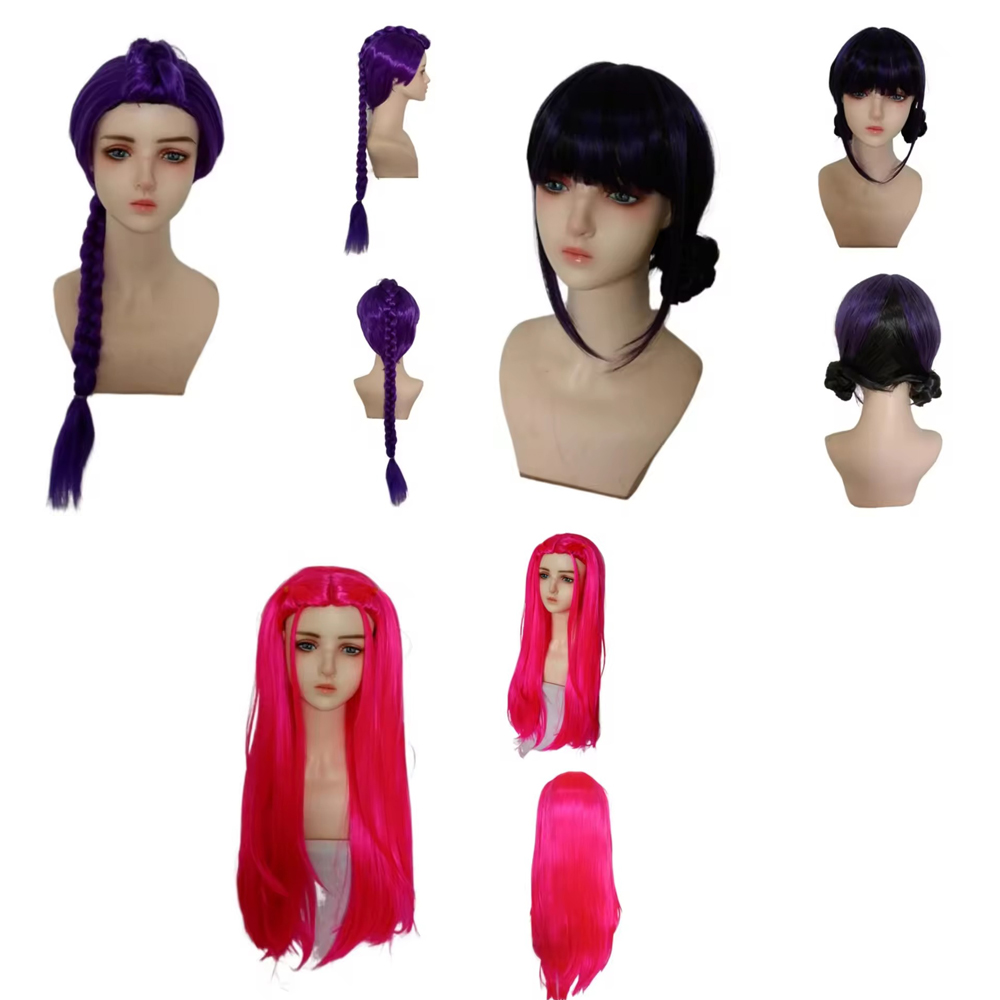 Anime Cosplay Girl With Black Hair - 애니메이션 긴 보라색 땋은 머리 연장