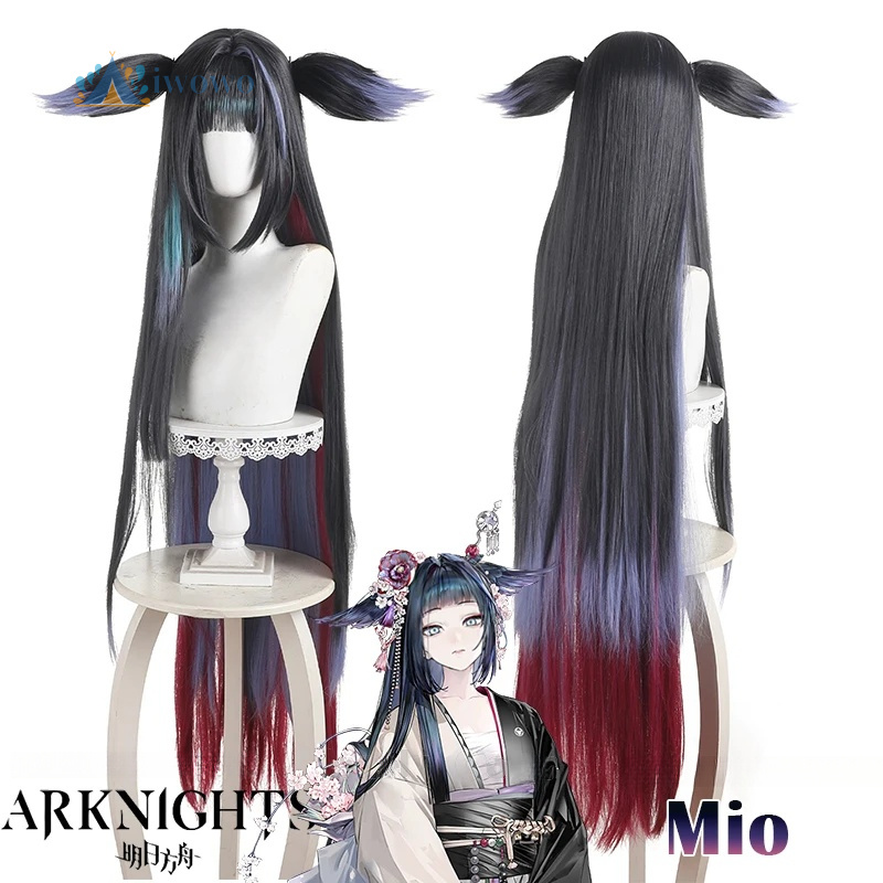 Anime Cosplay Girl With Black Hair - 아크나이츠 미오 코스프레 가발 블랙 퍼플