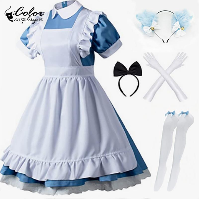 Anime Cosplay Cafe - 컬러 코스프레 블랙 로리타 정장 메이드