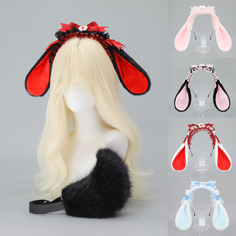 Anime Cosplay Girl Photo - 로리타 토끼 귀 머리띠 여자 소녀