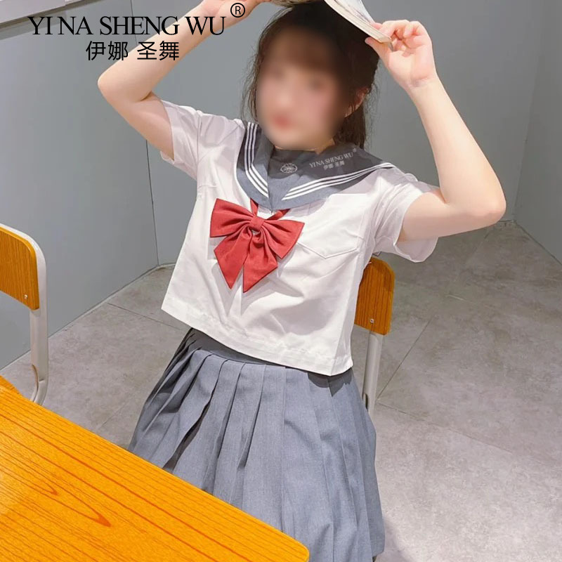 그레이 화이트 반팔/긴팔 탑 코스프레 세일러 세트 학생 - Cosplay Korean Anime 리뷰 및 가격