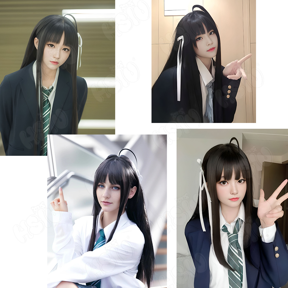 아와 스바루 코스프레 가발 HSIU 80CM 블랙 롱헤 - Anime Cosplay Girl With Black Hair 리뷰 및 가격