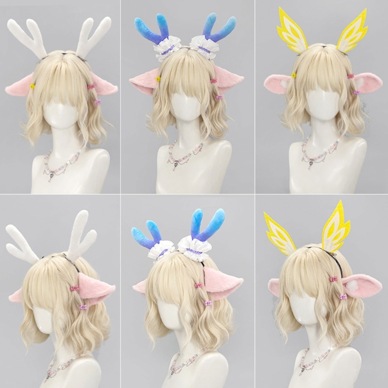 코스프레용 봉제 사슴 귀 머리띠 유연한 구부릴 수 있는 - Anime Cosplay Girl Photo 리뷰 및 가격