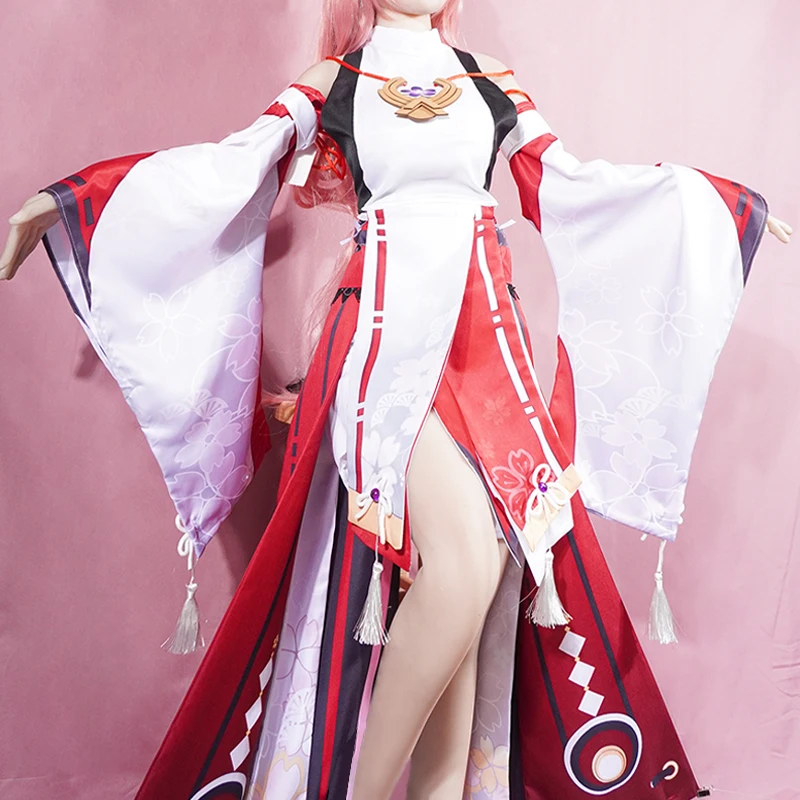 야에 미코 코스프레 코스튬 임팩트 유니폼 가발, 애니메 - Cosplay Anime Yae Miko 리뷰 및 가격