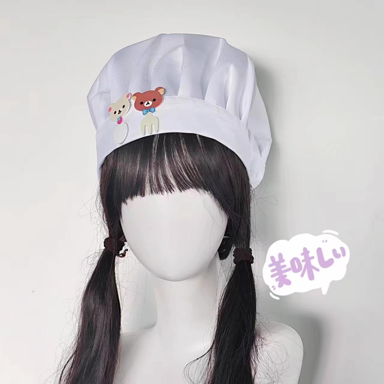 귀여운 작은 곰돌이 칼과 포크 요리사 모자 소프트 걸  - Anime Cosplay Girl Photo 리뷰 및 가격