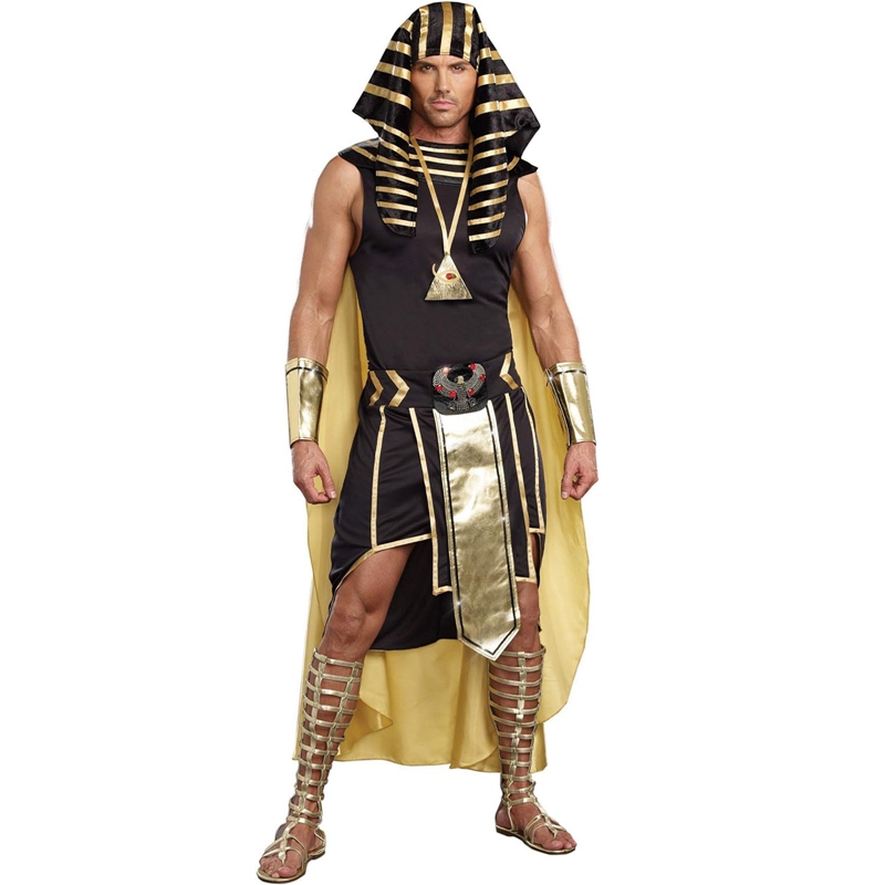 남자 이집트 의상 세트 7 Pcs 골든 트림 탱크 탑  - Egypt Cosplay Anime 리뷰 및 가격