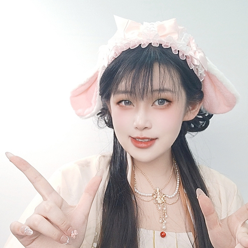 로리타 토끼 귀 머리띠 여자 소녀 거리 셀프 사진 액세 - Anime Cosplay Girl Photo 리뷰 및 가격
